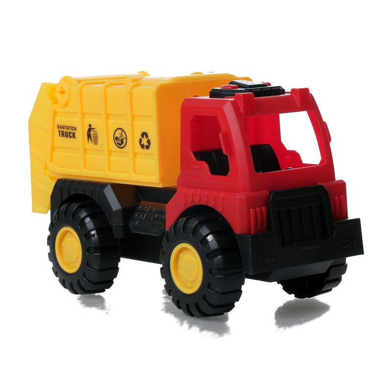 Lilbit korean series garbage truck friction-powered plastic toy, red and yellow